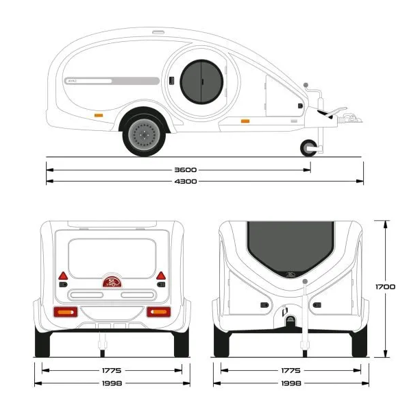 Plano y medidas de la teardrop Sunset